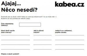 reklamační formulář Kabea