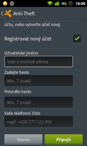 Registrace avast účtu