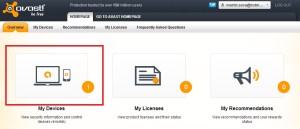 Seznam zařízení na my.avast.com
