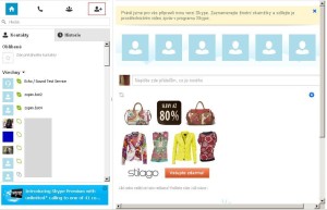Hlavní okno ve Skype