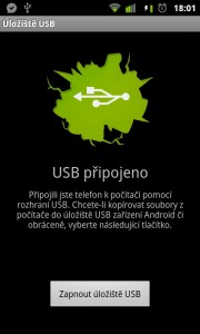 Výzva k připojení do USB