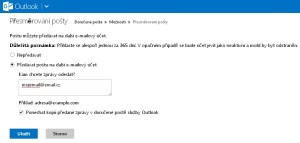 Řešení přesměrování na Outlook.com