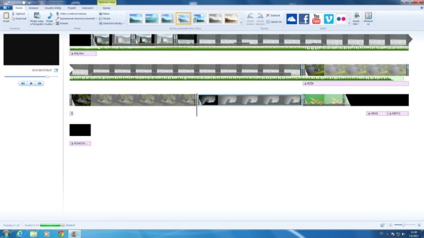 pracovní plocha programu Movie Maker