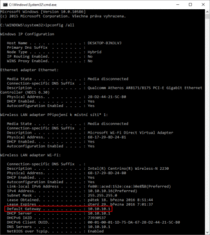 Jak zjistit IPadresu routeru