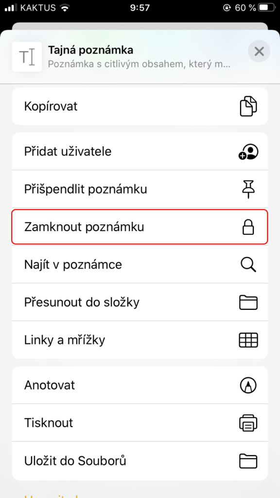 Jak zamknout poznámky v iPhonu